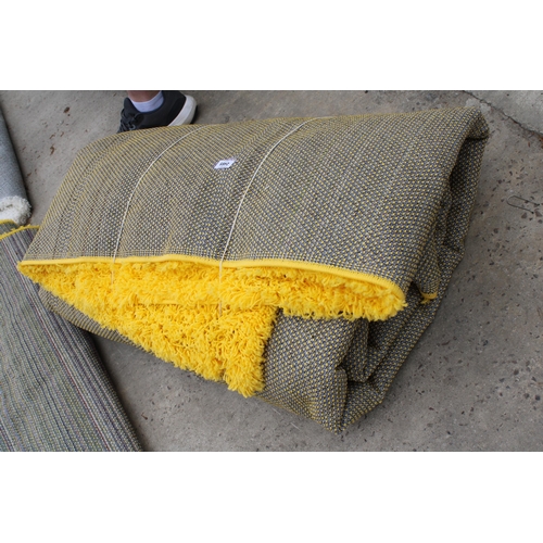 2485 - A BELIEVED AS NEW MADE IN TURKEY YELLOW SHAGGY RUG (245CM x 305CM)