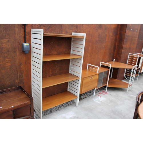 2504 - A STAPLES LADDERAX CORNER UNIT, RECORD CABINET, OPEN SHELVES AND BOOKCASE