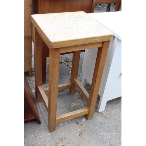 2661 - A TALL BEECH FRAMED STOOL