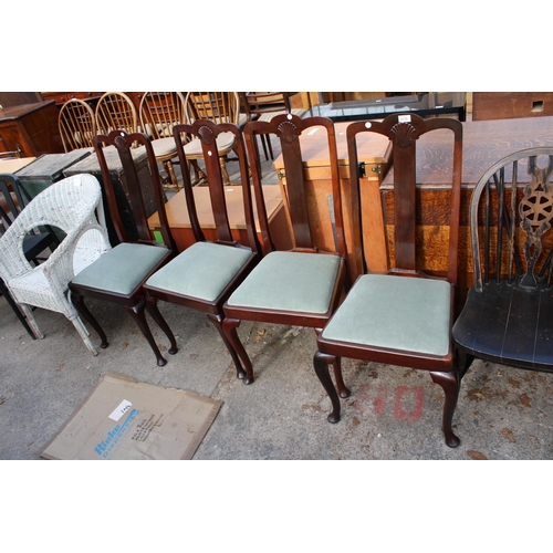 2735 - A SET OF FOUR MAHOGANY QUEEN-ANNE STYLE DINING CHAIRS