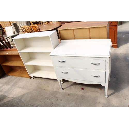 A PAINTED OAK TWO DRAWER CHEST, 34