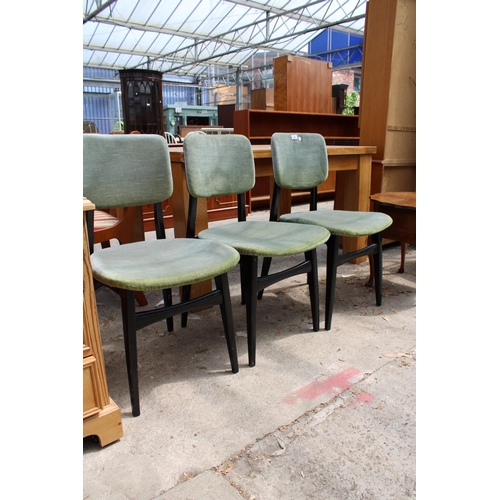 2967 - THREE RETRO DINING CHAIRS ON BLACK PAINTED FRAMES