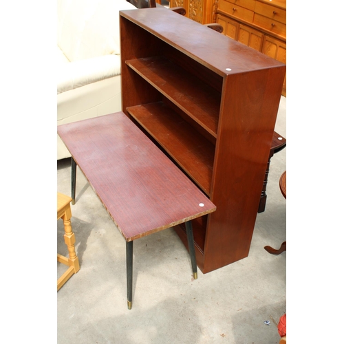 2984 - A NEST OF THREE TABLES, OPEN THREE TIER BOOKCASE AND COFFEE TABLE