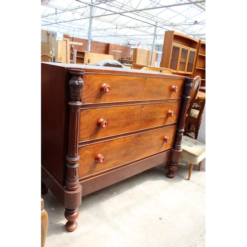 2988 - AN EARLY VICTORIAN MAHOGANY PRESS BASE ENCLOSING THREE DRAWERS, 48