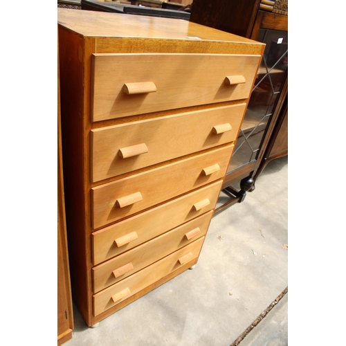 2991 - A MODERN LIGHT WOOD CHEST OF SIX DRAWERS, 24