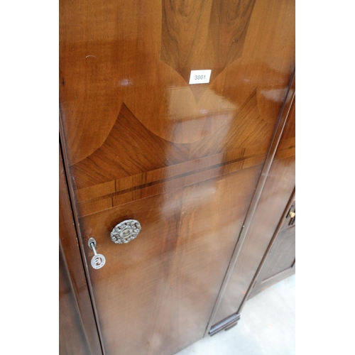 3001 - A TRUCRFT WALNUT SINGLE WARDROBE