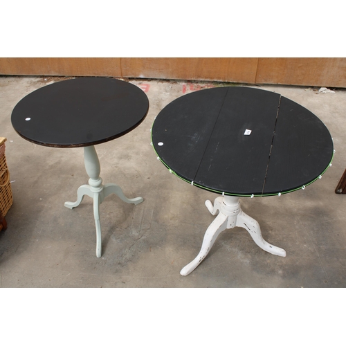 3018 - TWO PAINTED TRIPOD TABLES