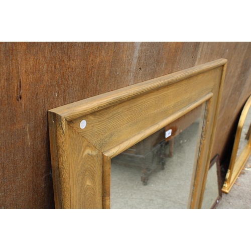 3060 - A RECTANGULAR OAK FRAMED WALL MIRROR, 51