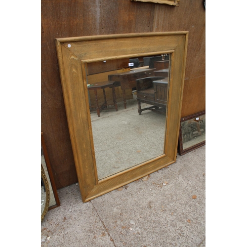 3060 - A RECTANGULAR OAK FRAMED WALL MIRROR, 51