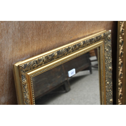 3067 - A MODERN GILT FRAMED WALL MIRROR, 28