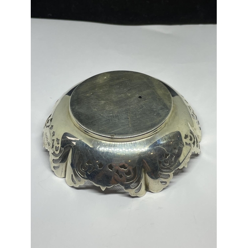 55 - A HALLMARKED SHEFFIELD SILVER PIERCED DISH GROSS WEIGHT 72.8GRAMS