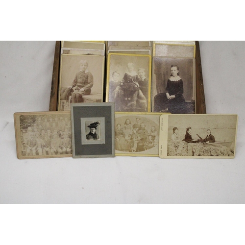 101 - A COLLECTION OF ANTIQUARIAN SEPIA PHOTOGRAPHS WITH THE PHOTOGRAPHERS ADDRESS TO BACK IN A VINTAGE CI... 