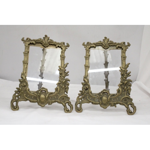 103 - A PAIR OF BRASS ART NOUVEAU BRASS PHOTO FRAMES