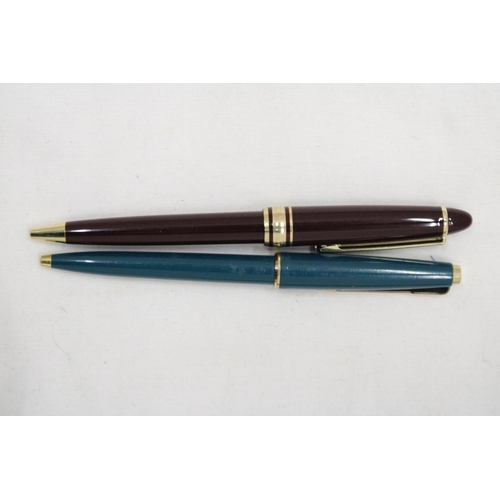 117 - FIVE PENS TO INCLUDE TWO FOUNTAIN PENS AND THREE BALLPOINT PENS