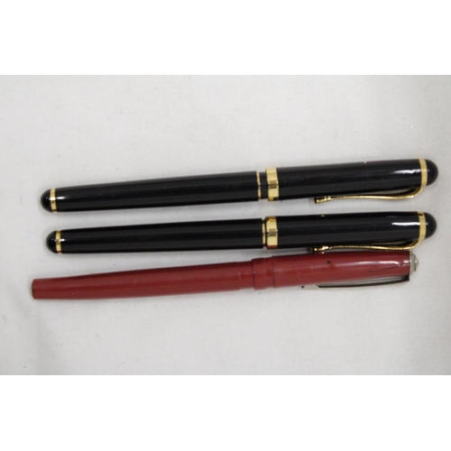 117 - FIVE PENS TO INCLUDE TWO FOUNTAIN PENS AND THREE BALLPOINT PENS