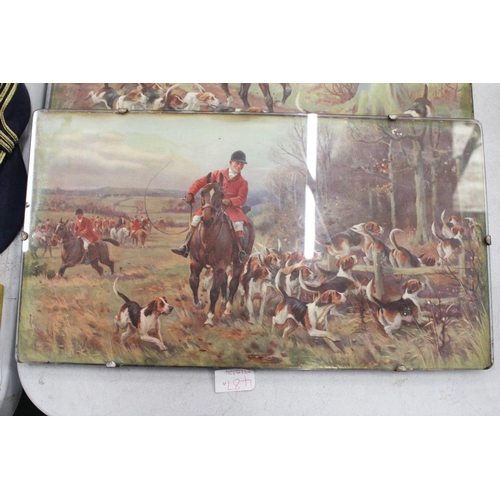 125 - A PAIR OF GLASS FRAMED HUNTING SCENCES