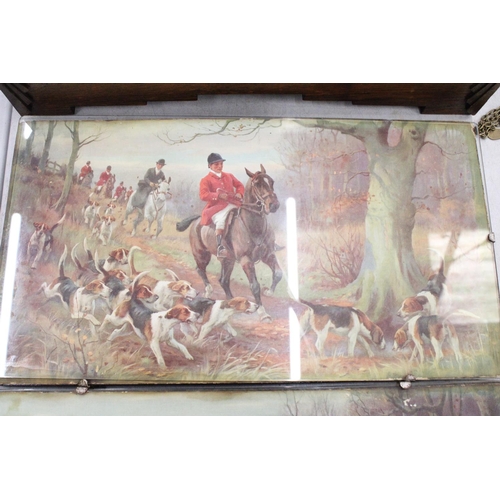 125 - A PAIR OF GLASS FRAMED HUNTING SCENCES