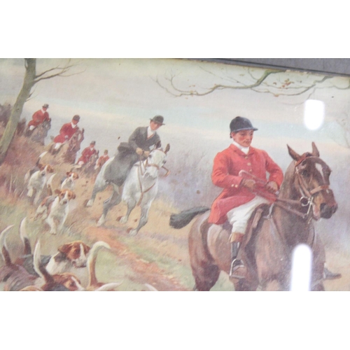 125 - A PAIR OF GLASS FRAMED HUNTING SCENCES