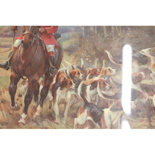 125 - A PAIR OF GLASS FRAMED HUNTING SCENCES