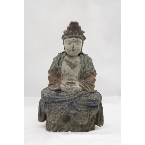 140 - A CHINESE WOODEN BUDDHA