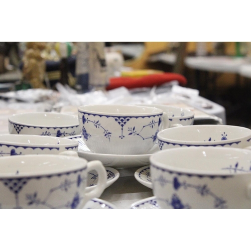 142 - SEVEN VINTAGE DENMARK FURNIVALS, CUPS AND SAUCERS