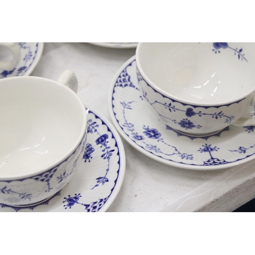 142 - SEVEN VINTAGE DENMARK FURNIVALS, CUPS AND SAUCERS