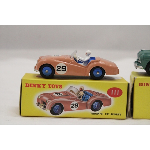 149 - TWO BOXED DINKY CARS, TRIUMPH TR2 SPORTS AND FORD VEDETTE 49