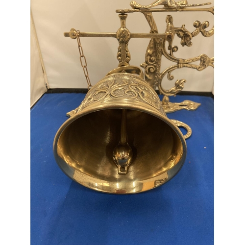 11 - A VINTAGE BRASS WALL BELL WITH PULL CHAIN - INSCRIPTION VOCEM-MEAM-AUDI OUI-ME-TANGIT