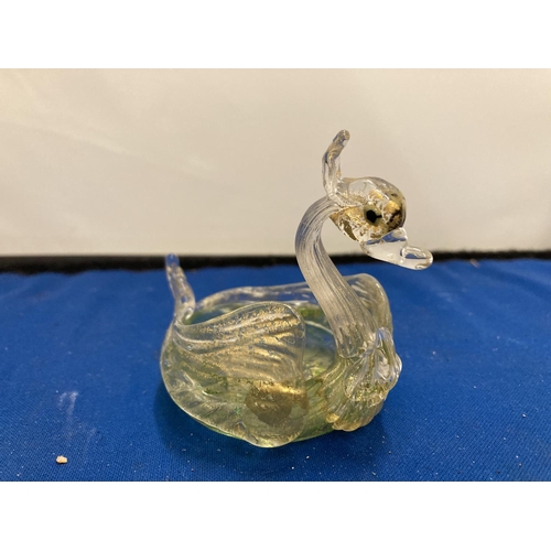 60A - TWO ANTIQUE MURANO VENETIAN GLASS OPEN SALTS BY SALVIATI IN THE FORM OF SWANS