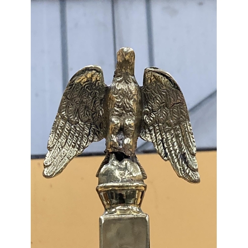 81 - A PAIR OF BRASS BALANCE SCALES WITH AN EAGLE  DECORATION