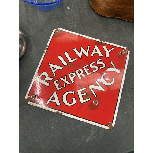 97 - AN ENAMEL RAILWAY EXPRESS AGENCY SIGN