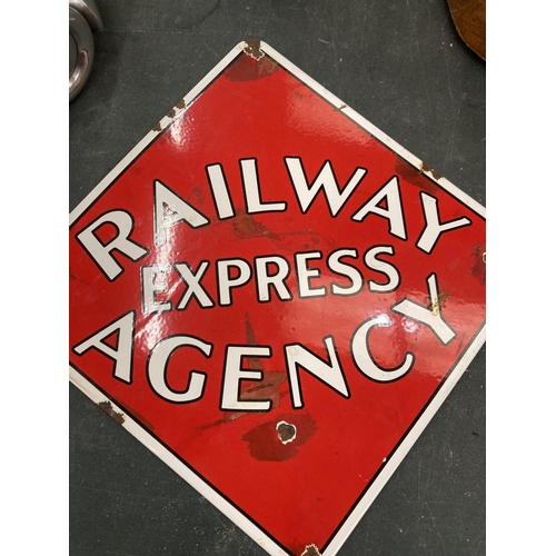 97 - AN ENAMEL RAILWAY EXPRESS AGENCY SIGN