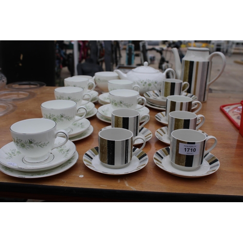 1710 - A RETRO MIDWINTER COFFEE SERVICE SET AND A FURTHER WEDGWOOD TEA SERVICE