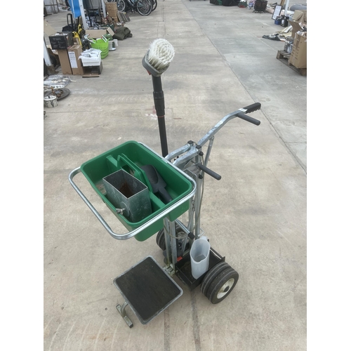 1896 - A TWO WHEELED CLEANERS TROLLEY WITH ACCESSORIES