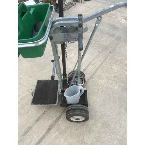 1896 - A TWO WHEELED CLEANERS TROLLEY WITH ACCESSORIES