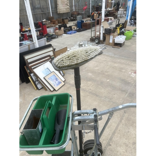 1896 - A TWO WHEELED CLEANERS TROLLEY WITH ACCESSORIES