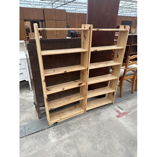 2900 - A PAIR OF PINE SIX TIER OPEN BOOKCASES, 25