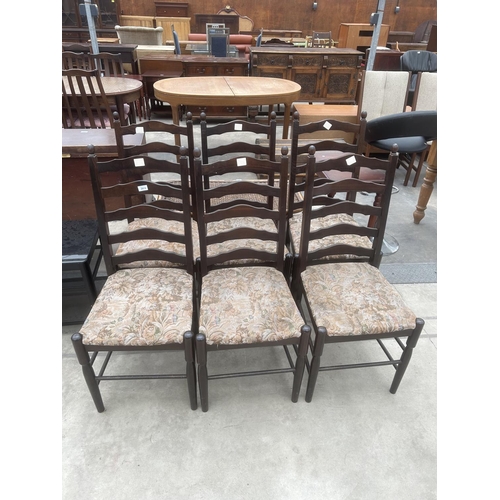 2910 - A SET OF SIX MODERN LADDER-BACK DINING CHAIRS