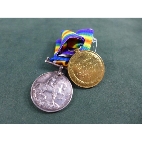 306 - A WORLD WAR I MEDAL PAIR AWARDED TO 134391 SAPPER C. ARMSTRONG ROYAL ENGINEERS