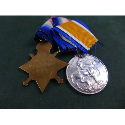 309 - A WORLD WAR I 1914-15 STAR AND BRITISH WAR MEDAL AWARDED TO 84-18227 PRIVATE A E. BAKER ARMY SERVICE... 