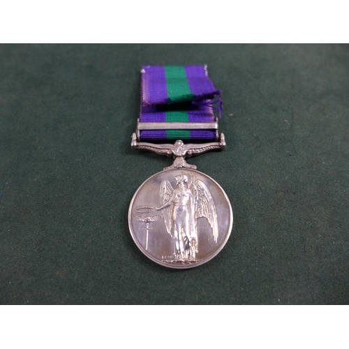 313 - A GEORGE VI GENERAL SERVICE MEDAL WITH PALESTINE 1945-48 BAR AWARDED TO 886674 GUNNER G. MORREY ROYA... 