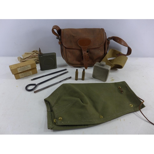 341 - A SHOOTING CARTRIDGE BAG AND A 7.62MM CLEANING KIT