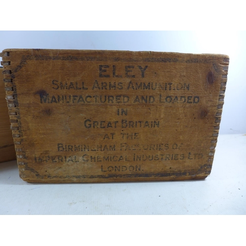 349 - A WOODEN ELEY SMALL ARMS AMMUNITION BOX AND A SPRINGFIELD ARMORY BOX