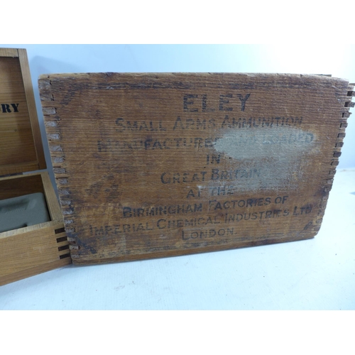 349 - A WOODEN ELEY SMALL ARMS AMMUNITION BOX AND A SPRINGFIELD ARMORY BOX