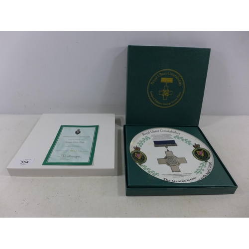 354 - A BOXED LIMITED EDITION ROYAL ULSTER CONSTABULARY  GEORGE CROSS PLATE DATED 12TH APRIL 2000