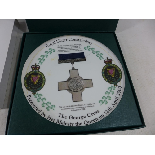 354 - A BOXED LIMITED EDITION ROYAL ULSTER CONSTABULARY  GEORGE CROSS PLATE DATED 12TH APRIL 2000