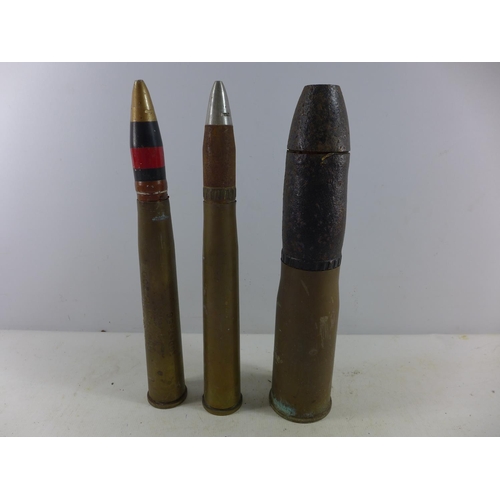 366 - THREE INERT SHELLS, HEIGHT 35CM