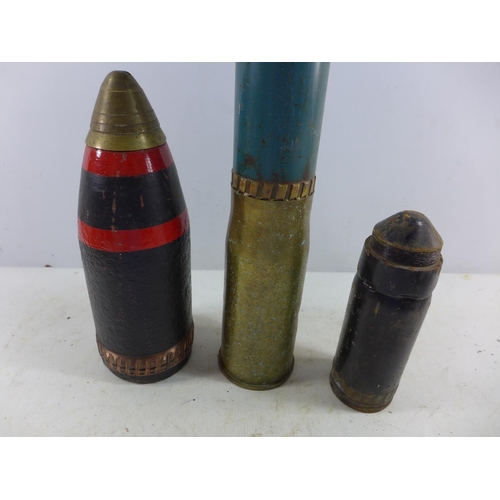 369 - A COLLECTION OF THREE INERT SHELLS, HEIGHTS FROM 23CM - 53CM