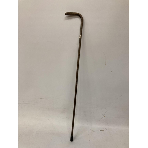 33A - A WOODEN WALKING CANE WITH A HALLMARKED SILVER FINIAL