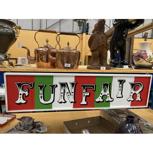 82 - A LARGE HANGING WOODEN FUNFAIR SIGN